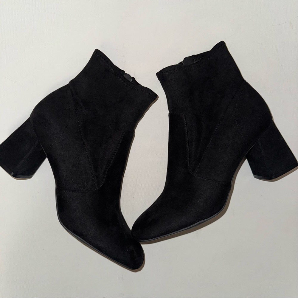 Block Flare Black Ankle Boots